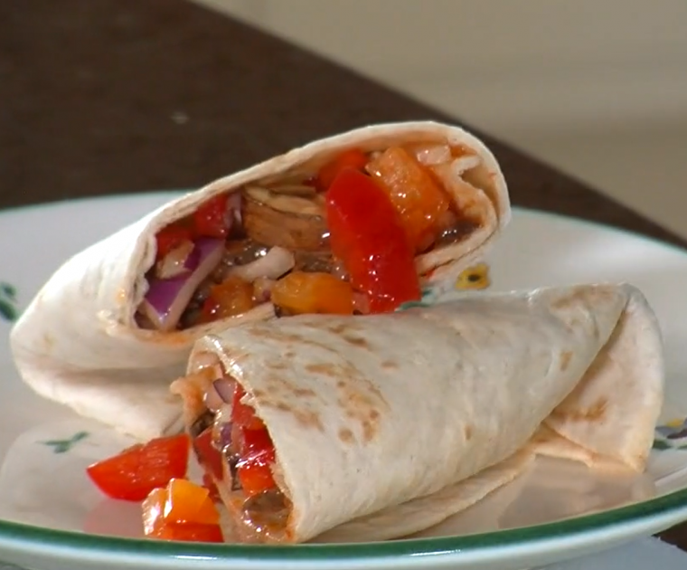 A healthy lunchtime Tuna Wrap on a plate