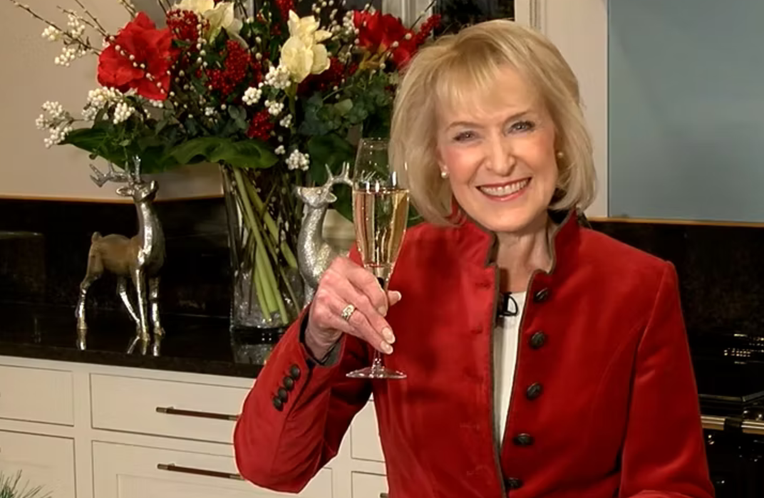 Rosemary Conley raising a glass in the New Year Newsletter