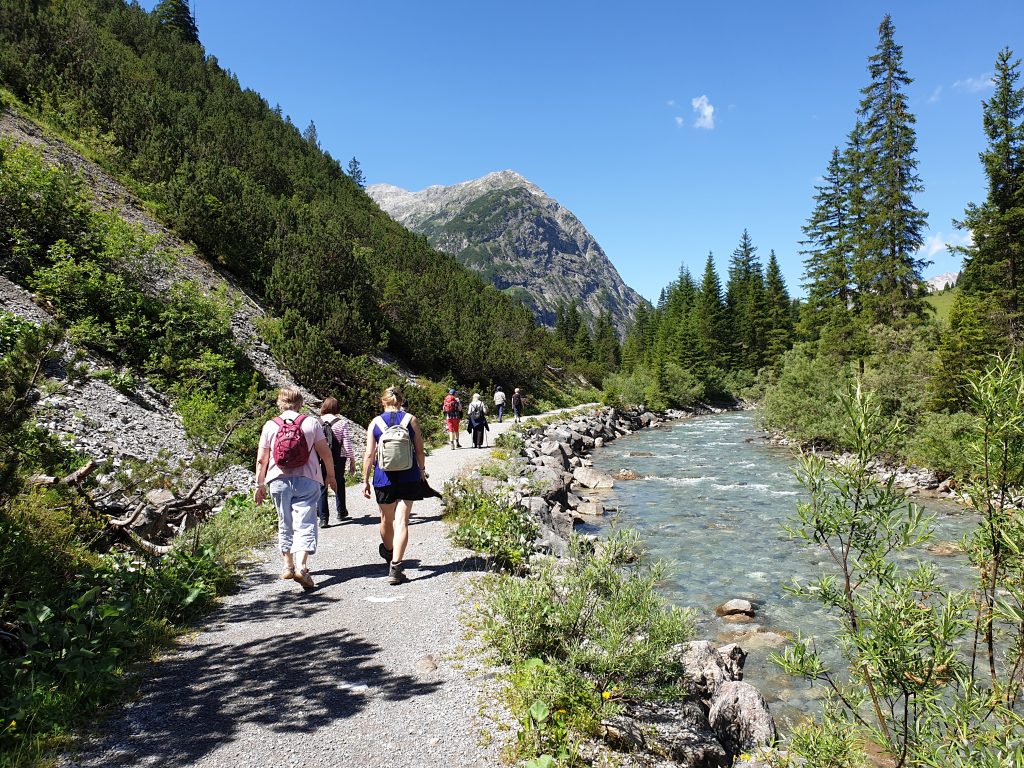 Austrian Activity Holiday group walking alongside the river